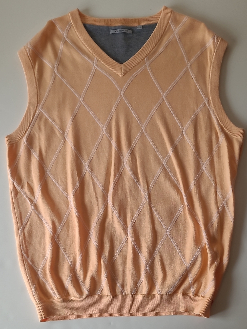Vintage Ashworth Sweater Vest Mens Large Light Orange